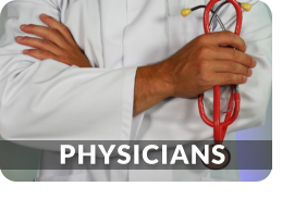 A male physician in a white lab coat stands with arms crossed, holding a stethescope. This link goes to the orthopedic providers page.