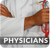 A male physician in a white lab coat stands with arms crossed, holding a stethescope. This link goes to the orthopedic providers page.